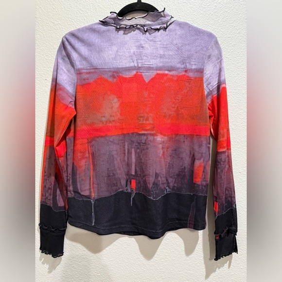 Lior Paris Top Zila Ruffle Mock Collar Stylish Long Sleeve Colorful - Picture 5 of 9